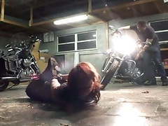 Free Kilo Clips presents: Biker girl hogtied in the garage