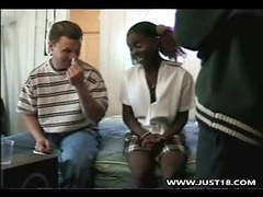 Free Kilo Clips presents: Ebony schoolgirl getting interracial threesome