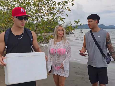 Free Kilo Clips presents: Threesome on the beach with stepbrothers - danner mendez - tatiana alvarez - max betancur