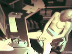 Free Kilo Clips presents: Skinny blonde masturbates and moans at computer