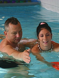FreeKiloClips presents: Brunette teenage beauty fucked by a horny swim teaching paps