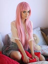 Free Kilo Clips presents: Teen sweetheart with a long pink hair gets nude and flashes her gorgeous breasts and pussy