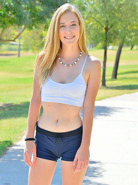 Free Kilo Clips presents: Sporty blonde babe Dakota strips her clothes and flaunts her hot body outdoors